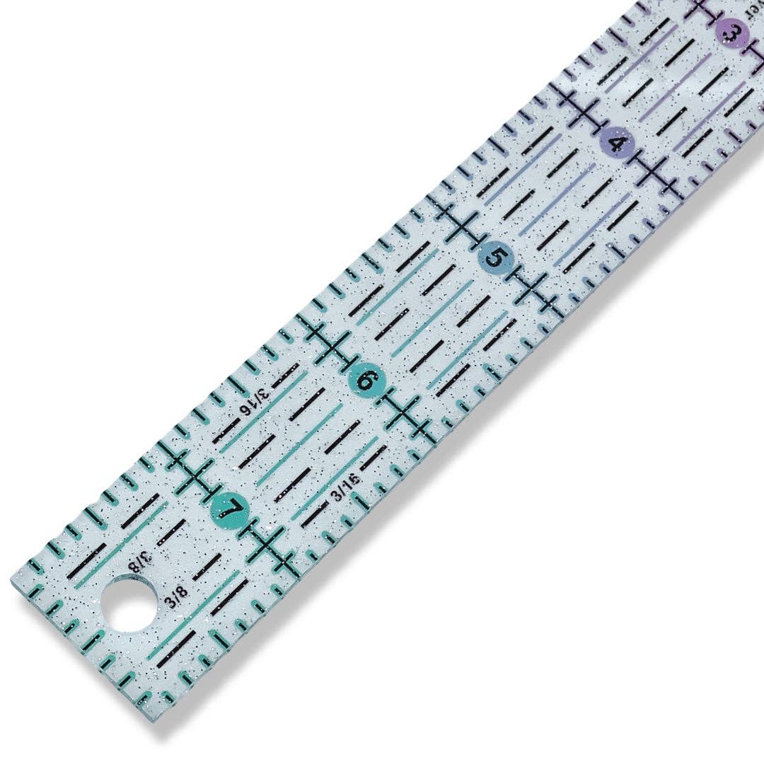 Pink to Teal Gradient | Glitter - 8” x 1” Ruler