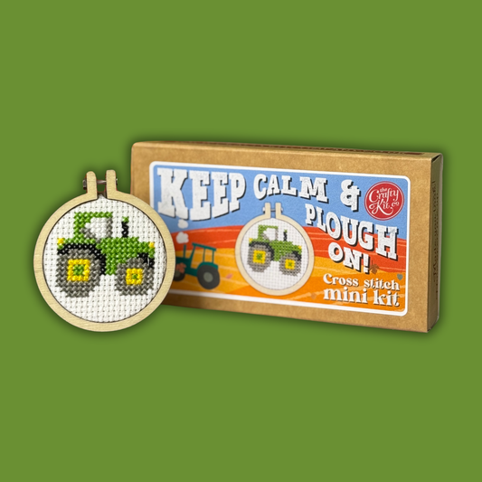Mini Matchbox Cross Stitch Kit: Keep Calm and Plough On!