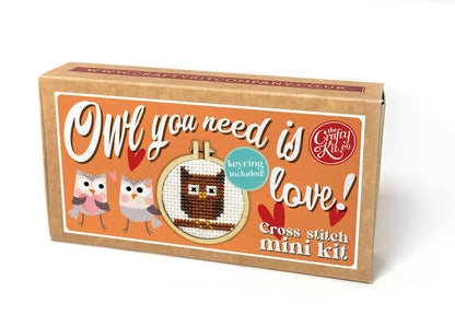 Mini Cross Stitch Kit: 'Owl you need is love!'