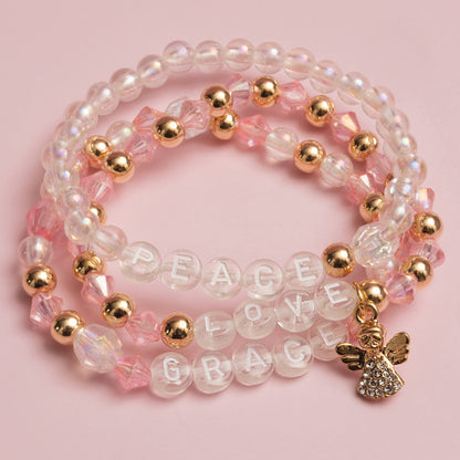 Pastel Pink Angel Charm Hope DIY Letter Bead Jar