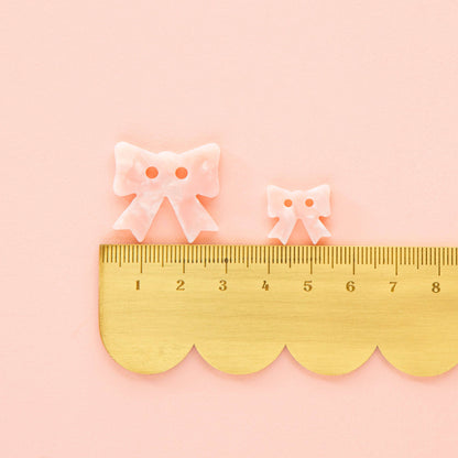 Small Pink Bow Buttons – Pack of 10
