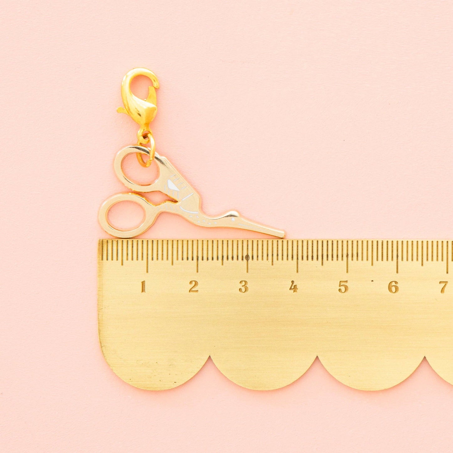 Sewing Machine Removable Zipper Charm: Gold Stork Embroidery Scissor