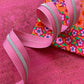 Pink Stripe Zipper Tape with Nickel Teeth
