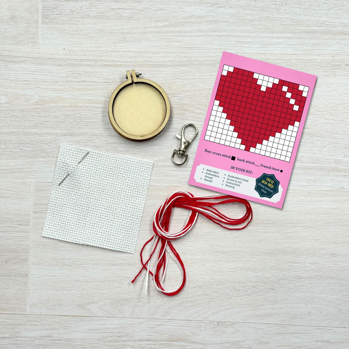 Mini Cross Stitch Kit: I Love You