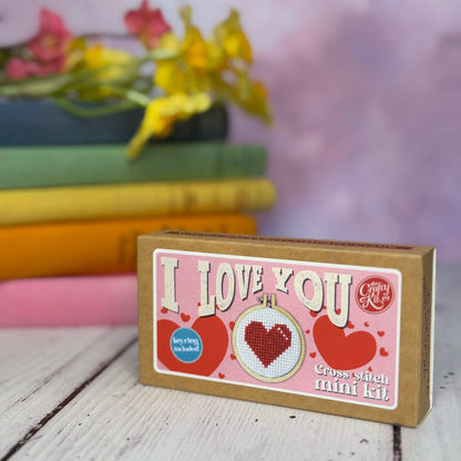 Mini Cross Stitch Kit: I Love You