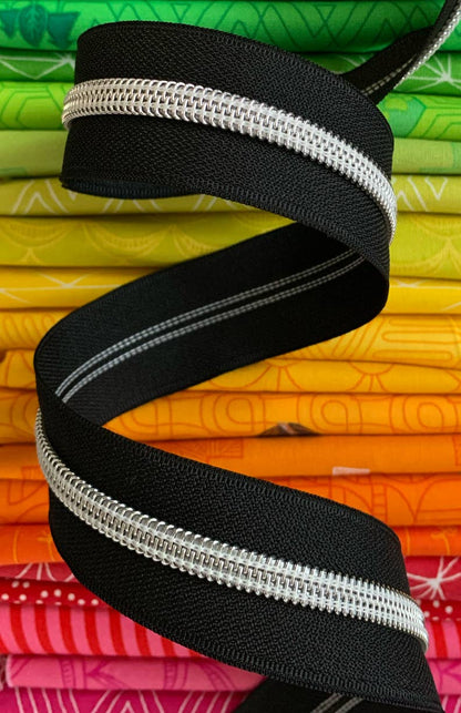 Black Zipper Tape with Nickel Teeth