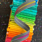 Black Stripe Zipper Tape with Rainbow Teeth