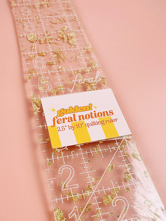 2.5” x 10” Quilting Ruler – Golden