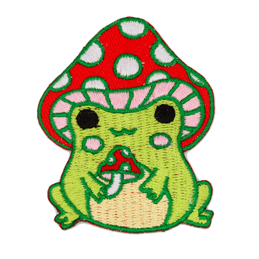 Embroidered Sticker Patch: Mushroom Frog Patch