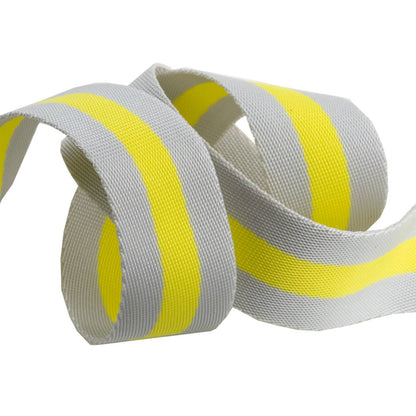 Tula Pink Nylon Webbing – 1.5" x 2 yd (Soft Grey & Neon Yellow)