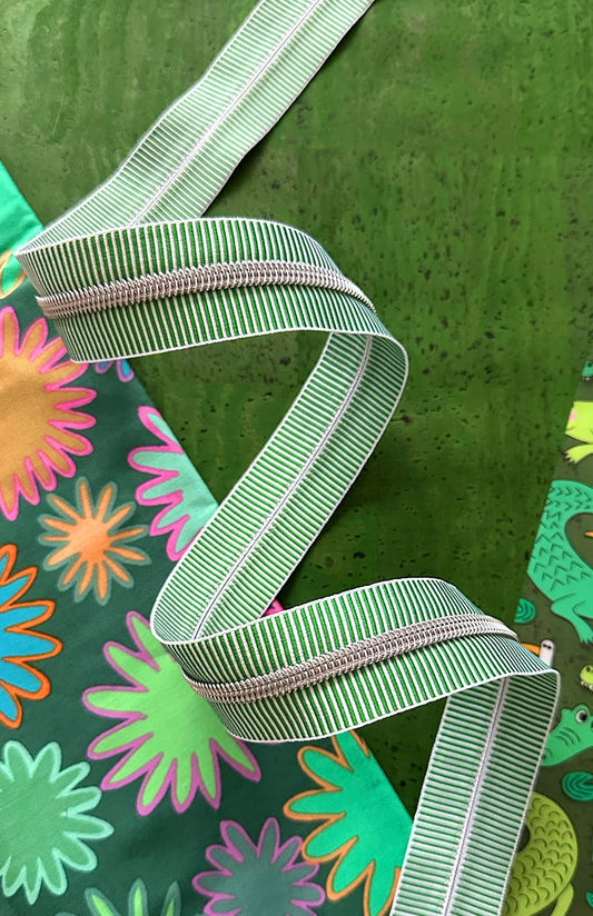 Lime Zipper Tape with Nickel Teeth
