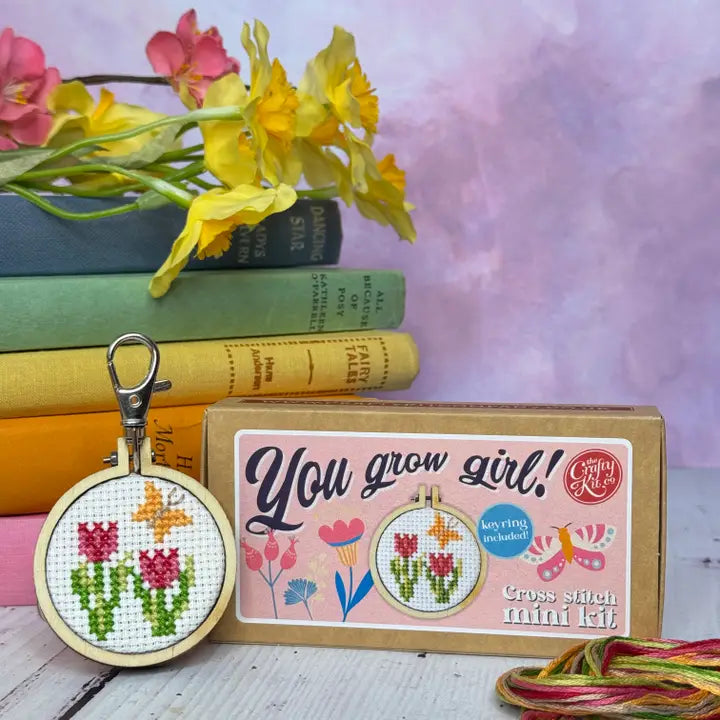 You Grow Girl! Mini Matchbox Cross Stitch Kit