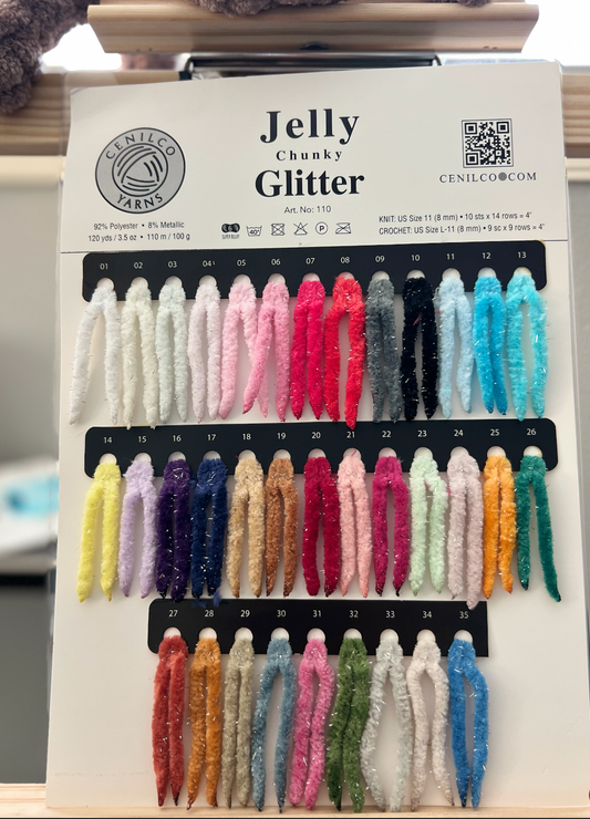 Jelly Chunky Glitter Yarn – Super Bulky Chenille with Sparkle ✨: 110-32 DARK GREEN