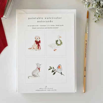 Festive Friends Paintable Watercolor Notecard Set